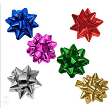 Moños estrella mini metalizados caja x 100 unidades